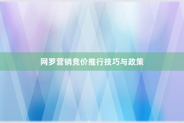 网罗营销竞价推行技巧与政策